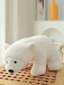1只白色北極熊毛絨玩具枕頭,適用於床上,沙發客廳裝飾 - 白色 - 查看 2