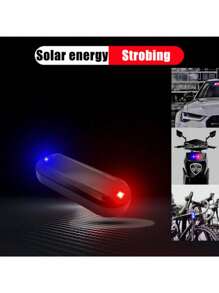 新款迷你太陽能警示燈led汽車閃光燈機車尾燈防盜燈自行車照明 - 紅色 - 查看 9