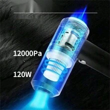 mini aspiradora de mano inalámbrica portátil para carro húmedo y seco portátil super succión - Negro - Ver 3