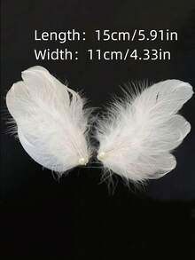 2pcs White Swan Feathers Hair Clips, Hair Accessories For Ballet Princess, Brides - White - View 6