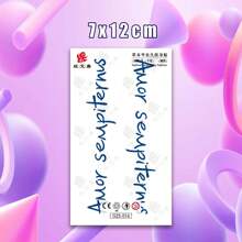 2 件草藥臨時紋身貼紙,帶有艾菲爾鐵塔圖案,簡單清新防水英文短語和字母紋身,手臂防水持久一次性假紋身,持續 7-15 天,適合男士和女士 - 藍色 - 查看 5