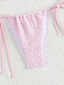 Textured Fabric Bikini Set Summer - Pink - View 5
