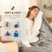 Heated Throw Blanket Electric Blanket Throw, Heated Blanket with 5 Heating Levels & 4 Hours Auto Off, Super Cozy Soft Heating Blanket with Fast Heating for Bedding, 50"x60", Light Gray