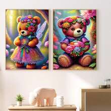 2pcs Bear Cartoon 5d Diy Diamond Painting Kit For Adults, Diamond Art With Diamonds And Tools, Number Painting - Multicolor - View 10