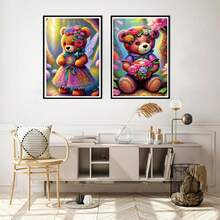 2pcs Bear Cartoon 5d Diy Diamond Painting Kit For Adults, Diamond Art With Diamonds And Tools, Number Painting - Multicolor - View 8