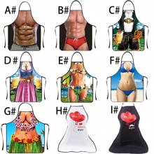 創意搞笑肌肉男廚房圍裙,防油防水,烤肉用 - 彩色 - 查看 1