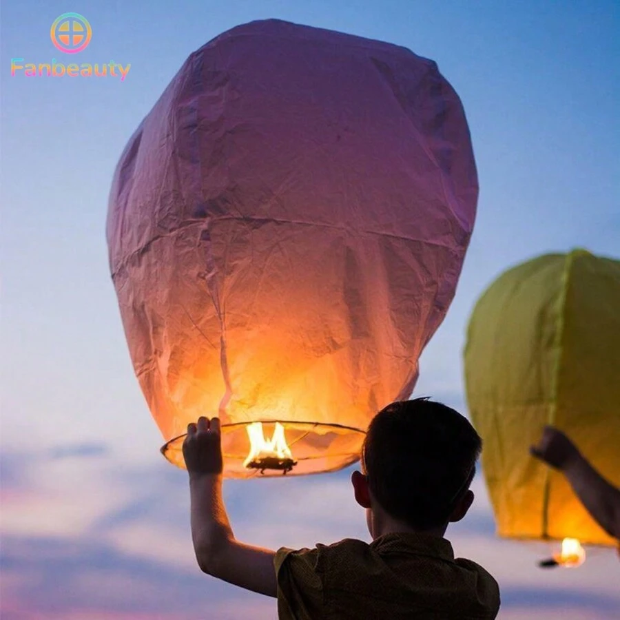 Globo de Cantoya Voladora Para Pedir Deseos , Linternas Chinas del Cielo, Linternas de Papel Voladoras,n SE ENVIAN COLORES ALEATORIOS Farolillo Volador Farolillos Voladores, Luces Brillantes Voladoras de Estilo Tradicional,Utilizadas para Cumpleaños, Bodas, Fiestas, San Valentín - Multicolor - Ver 1