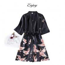 Pijamas De Hombre Batas Seda, Pijama Estampado Satén Hombre - Gris - Ver 5