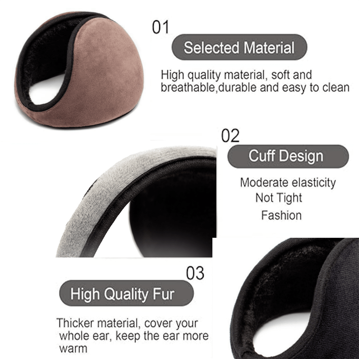 1pc Unisex Foldable Woolen Ear Muffs For Winter Outdoor Activities