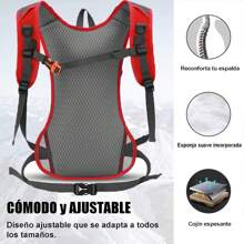 Mochila de Hidratación Deportiva 7L Mochila Ciclismo Ajustable Mochila de Viaje con Cuerda de fijación del Casco, Impermeable, Tira Reflectante, para Senderismo, Running, Campismo(No Incluida Bolsa de agua) - Rojo - Ver 4