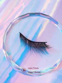 5 Pairs Thick, Long, Curly Foxy Eye Cartoon Style False Eyelashes, Cat Eye Elongated False Lashes, 7-18mm - Black - View 6