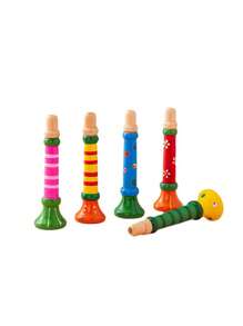 木製兒童小號玩具,木製嬰兒口哨音樂樂器,幼兒園早期教育拼圖遊戲 - 彩色 - 查看 4