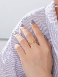 1 件不銹鋼動物形狀戒指(獅子、恐龍、蛇、狐狸、貓)女式可愛有趣的流行配件禮物 - 動物 - 查看 5