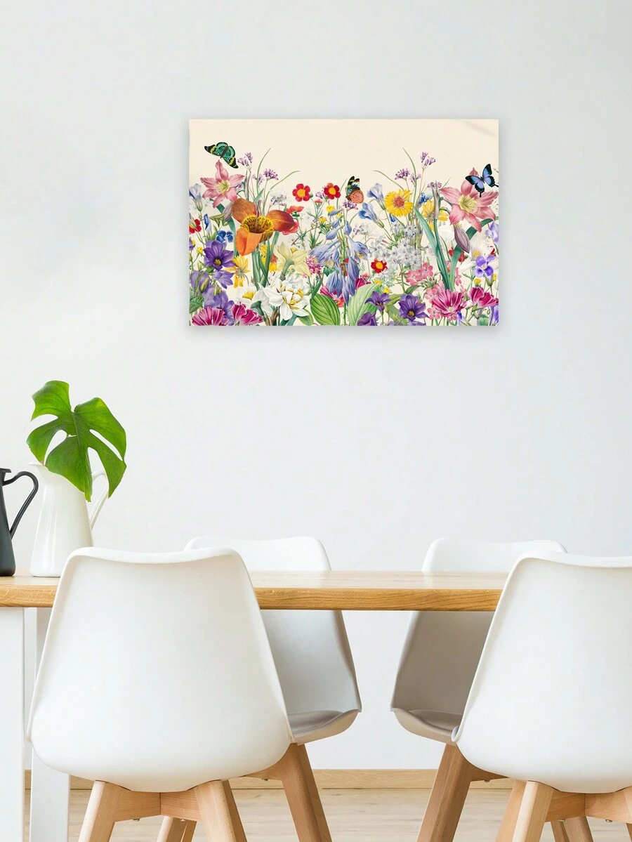 1pc Plant Tapestry, Botanical Wall Hanging Decor - Burgundy - View 1