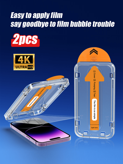2pcs Auto-Align High Definition Screen Protector Tempered Glass Film, Dust-Proof, Bubble-Free, Easy To Apply, Scratch-Resistant, Fingerprint-Proof, Shock-Proof, Compatible With Apple X/XR/11/12/13/14/15/16/16 Plus/16 Pro/16 Pro Max/16e/17/17 Air/17 Pro/17 Pro Max Full Series