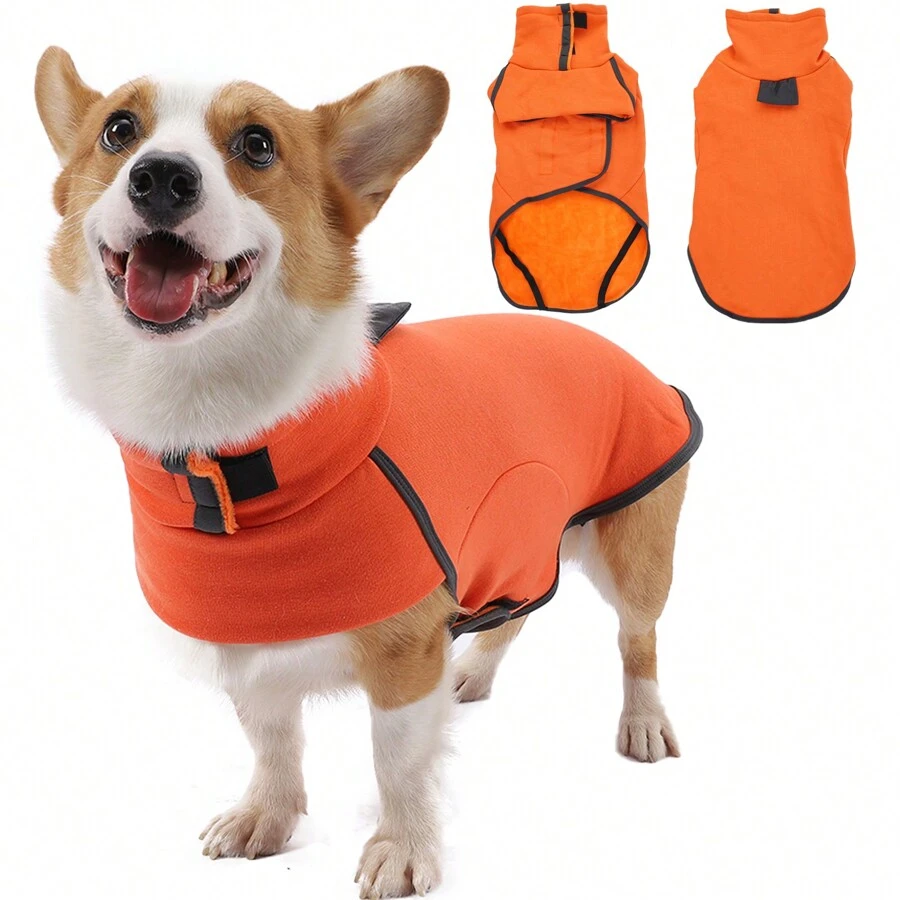 Extra Warm Dog Sweater for Cold Weather, Fleece Dog Coat, Dog Jacket with Turtle Neck, Soft Dog Vest, Snow Coat for Dogs, Dog Pullover, Dog Winter Clothes for Small Medium Dogs, Orange - trái cam - Xem 1