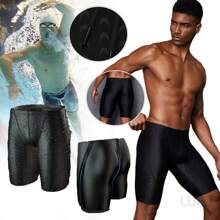 Hombres Jammers de natación unicolor Trajes De Baño Deportivo Hombre Natación Short Secado Rapido - Negro - Ver 1