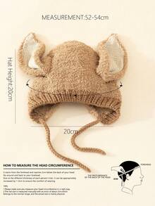 1 Miếng Không giới tính Trẻ em Màu Khaki Màu sắc Thú vật Tai Trang trí Sang trọng Mũ Đối với Mùa thu Và Mùa Đông Hằng ngày Mặc - Màu Khaki - Xem 3