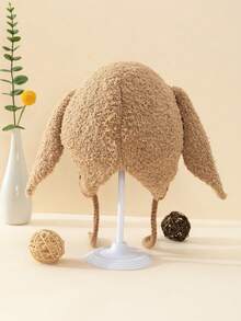 1 Miếng Không giới tính Trẻ em Màu Khaki Màu sắc Thú vật Tai Trang trí Sang trọng Mũ Đối với Mùa thu Và Mùa Đông Hằng ngày Mặc - Màu Khaki - Xem 2