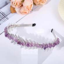 1pc Natural Crystal Golden/silver Leaf Design Headband For Diy, Wholesale Popular European And American Style Hair Accessories - Multicolor - View 16