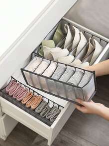 1pc 6/7/11 Grids Underwear Sock Bra Drawer Organizer Divider Closet Storage Box - Grey - View 1