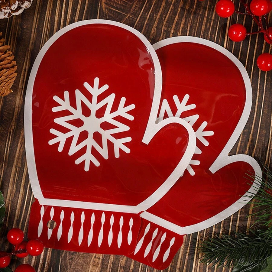 5件套聖誕手套卡通包裝袋,用於糖果、小吃、自封袋、聖誕禮品裝飾袋、糖果、干果、聖誕塑料袋,適用於聖誕節送給朋友的禮品