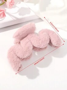 1 pieza Accesorio de pinza de pelo de unicolor de peluche para otoño/invierno, accesorios lindos, rosa, Día de San Valentín, pinzas para el cabello, clip para el cabello