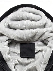 Hooded Men's Outdoor Fleece Jacket Sports Top - Black - View 2