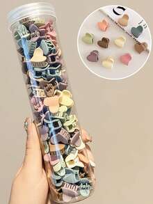 50pcs Multicolor Sweetheart Shaped Hair Clip, Suitable For Daily Use - Multicolor - View 2