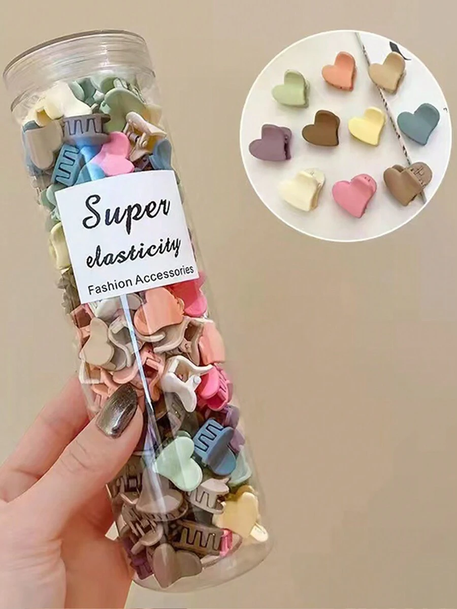 50pcs Multicolor Sweetheart Shaped Hair Clip, Suitable For Daily Use - Multicolor - View 1