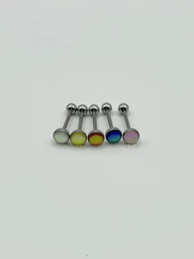 Piercing De Acero Inoxidable Con Gotas De Aceite Para La Lengua, Set De 2 - redondo - Ver 3