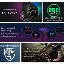 Lige 高清螢幕智慧手錶女式 Ip68 防水手環語音通話鬧鐘事件提醒智慧手錶男式 - 軍綠色 - 查看 2