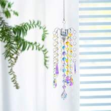 Lustre Sinos De Vento Revestimento Ab Prismas De Cristal Pendurado Suncatcher Pingente Decoração Para Casa Presentes
