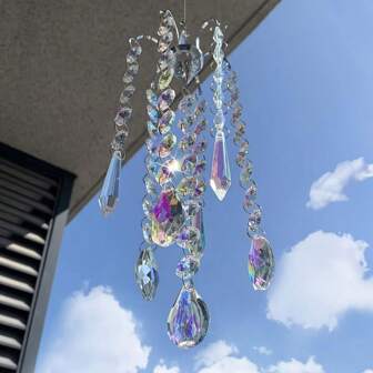Chandelier Wind Chimes AB Coating Crystal Prisms Hanging Suncatcher Pendant Home Decor Gifts