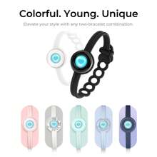 Totwoo Candy Collection-Long Distance Touch Single Bracelet-Colorful Band Bracelet, Vibration & Light Up For Love Couples Bracelet | Long Distance Relationship Gifts For Girlfriend Bluetooth Pairing Jewelry- Stay Connected Anytime, Anywhere - 黑色 - 查看 3