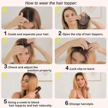 18英寸大底盤女士蓋頭髮的髮籠,適用於頭髮稀少的女性,夾簽式女士蓋頭髮的纖維假髮帶劉海深棕色 - Dark Brown - 查看 7