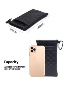 雙眼鏡口袋大尺寸擠壓式超細纖維眼鏡盒,適用於女士和男士