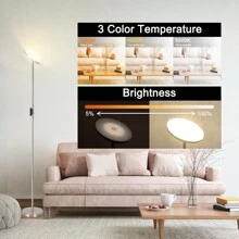 JOOFO Floor Lamp,30W/2400LM Sky LED Modern Torchiere 3 Color Temperatures Super Bright Floor Lamps-Tall Standing Pole Light With Remote & Touch Control For Living Room,Bed Room,Office (Brushed Nickel) - 砂鎳色 - 查看 6
