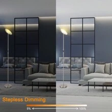 JOOFO Floor Lamp,30W/2400LM Sky LED Modern Torchiere 3 Color Temperatures Super Bright Floor Lamps-Tall Standing Pole Light With Remote & Touch Control For Living Room,Bed Room,Office (Brushed Nickel) - 砂鎳色 - 查看 3