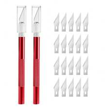2 Cutters for DIY Art Work Cutting, Scalpel with 20 Replacement Blades, Craft Knife, Craft Knife, Craft Knife, Hobby Knife, Carving Knife, Caving, Sculpture, Window Film, Paint Protection