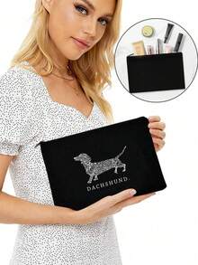 字母狗印花袋,y2k復古假日風格收納袋,適用於女士和男士旅行,戶外運動,婚禮假日禮品袋,休閒便攜旅行袋,化妝品袋