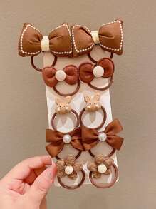 10入組嬰兒女孩布製蝴蝶花卡通髮帶,帶彈性的伸縮髮帶