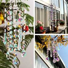 Lustre Sinos De Vento Revestimento Ab Prismas De Cristal Pendurado Suncatcher Pingente Decoração Para Casa Presentes
