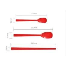 耐熱矽膠筷子和湯匙組,攜帶方便,防黴變,防滑易握。適用於食物接觸,衛生舒適的矽膠材料製成。光滑的握把,防滑的筷子底部。易於清潔,無異味,耐高溫 - 深藍色 - 查看 2