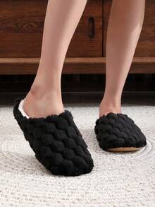 全新女用軟底家用拖鞋,室內超輕防滑靜音拖鞋,春秋布藝毛絨拖鞋,冬季/硬木地板平底拖鞋,1 件