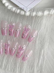 10 件/套手工法式蝴蝶和精靈風格美甲技巧,適合生日派對、舞蹈和日常穿著 - 淡紫色 - 查看 2