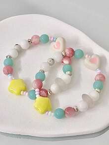 1 件甜美小清新可愛糖果色串珠手鍊兒童禮物 - 彩色 - 查看 2