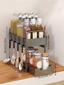 Soporte De Almacenamiento Multifuncional Para Especias De Cocina - Negro - Ver 3