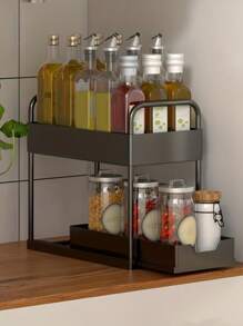 Soporte De Almacenamiento Multifuncional Para Especias De Cocina - Negro - Ver 2