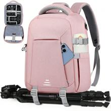 Camera Bag Professional DSLR SLR Mirrorless Camera Backpack 14/15.6 Inch Waterproof Laptop Backpack Anti-Theft Camera Case With Rain Cover Large Capacity Photography Backpack For Men Women - Pink - View 2